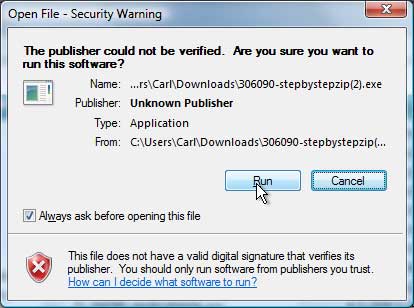 executable warning message